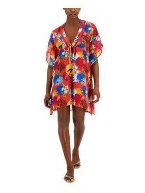 Miken Swim Women's XS Paradise Pink/Honey Floral Swim Cover-Up Polyester e1325